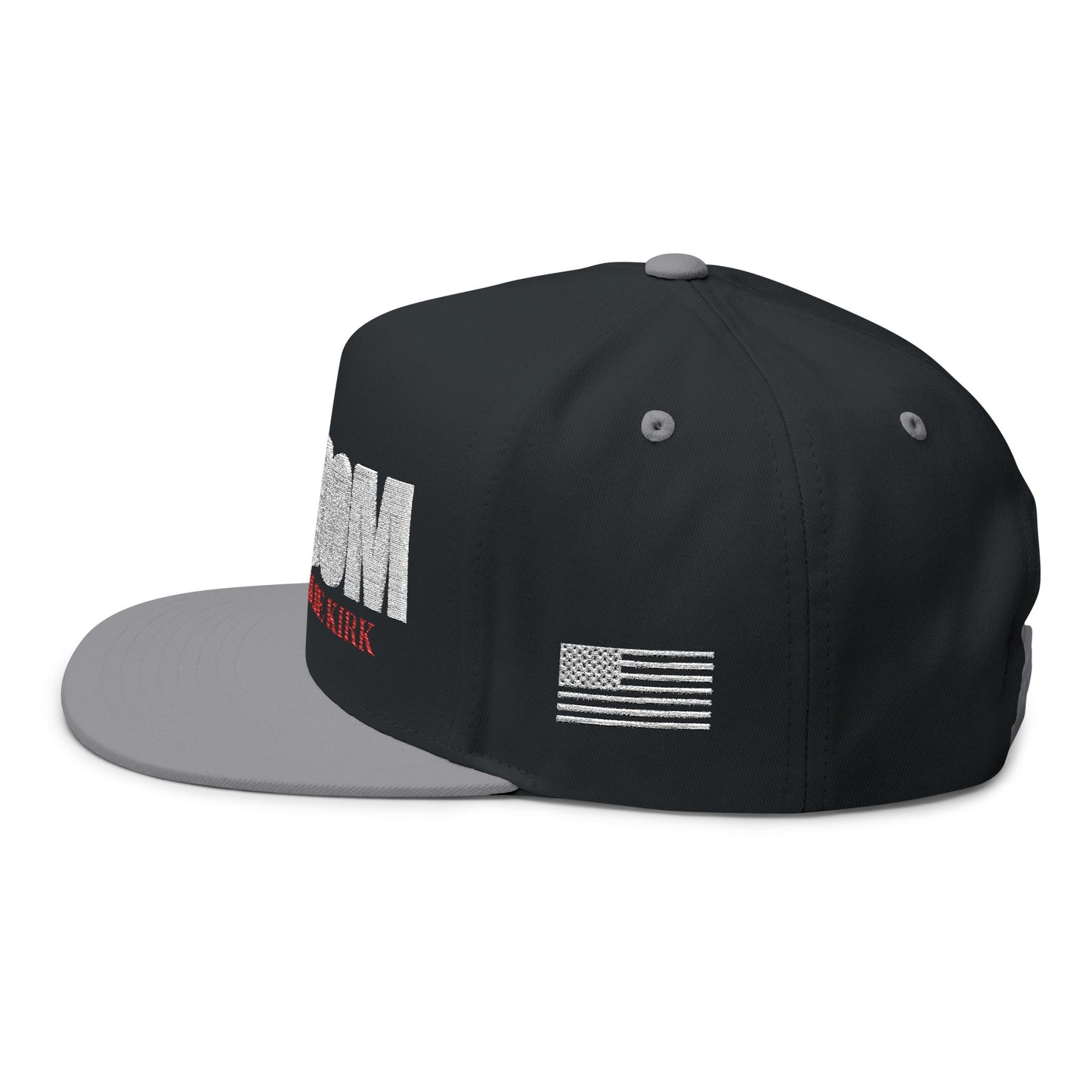 Freedom , I am Charlie Kirk Flat Bill Hat White Embroidery