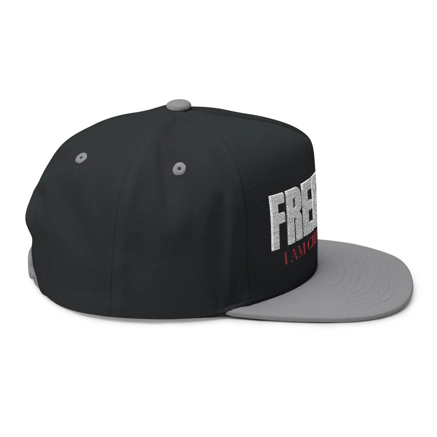 Freedom , I am Charlie Kirk Flat Bill Hat White Embroidery