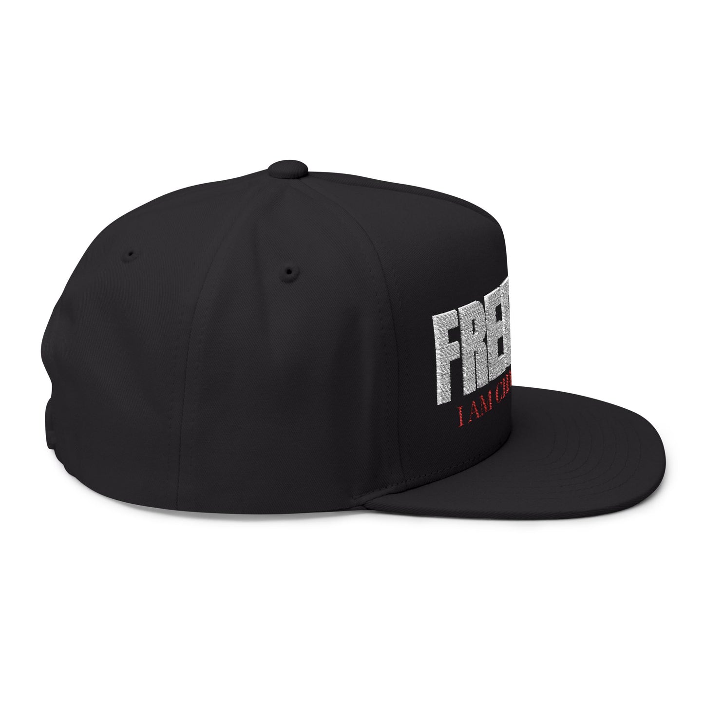 Freedom , I am Charlie Kirk Flat Bill Hat White Embroidery