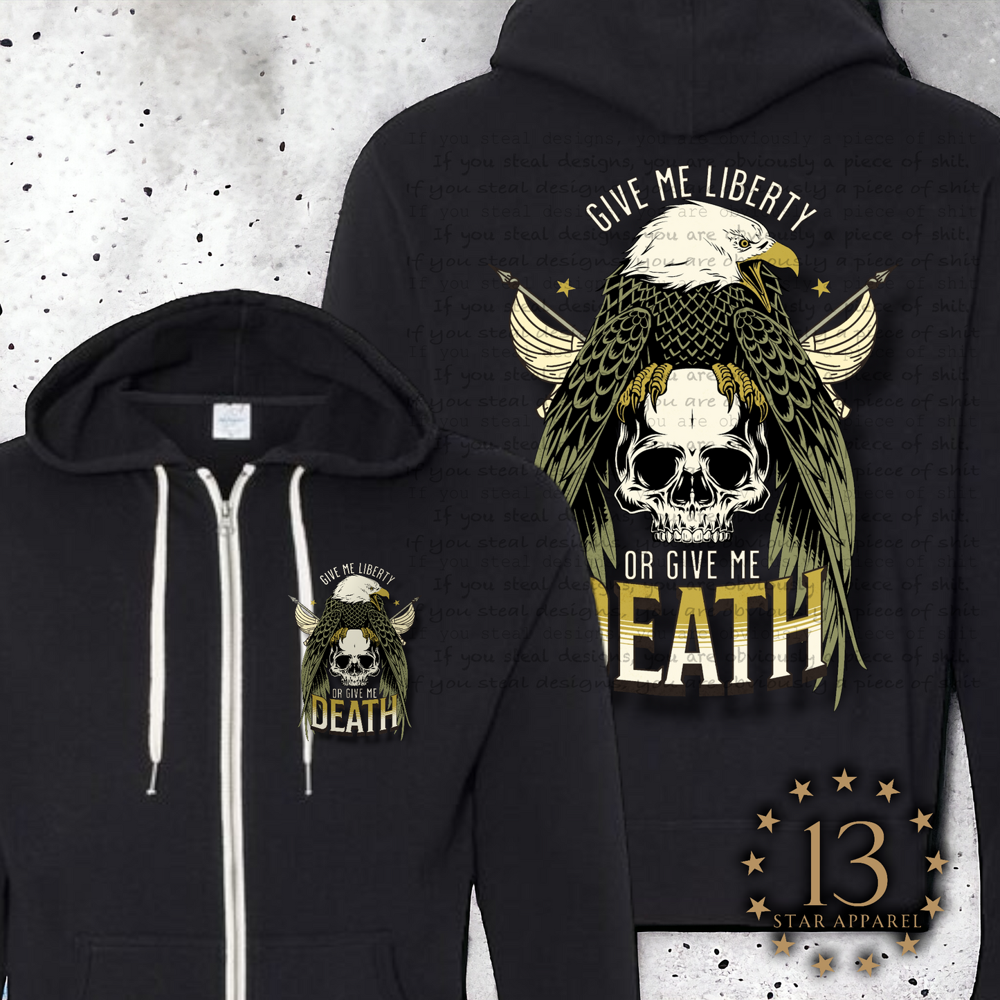 GIVE LIBERTY OR DEATH zip up