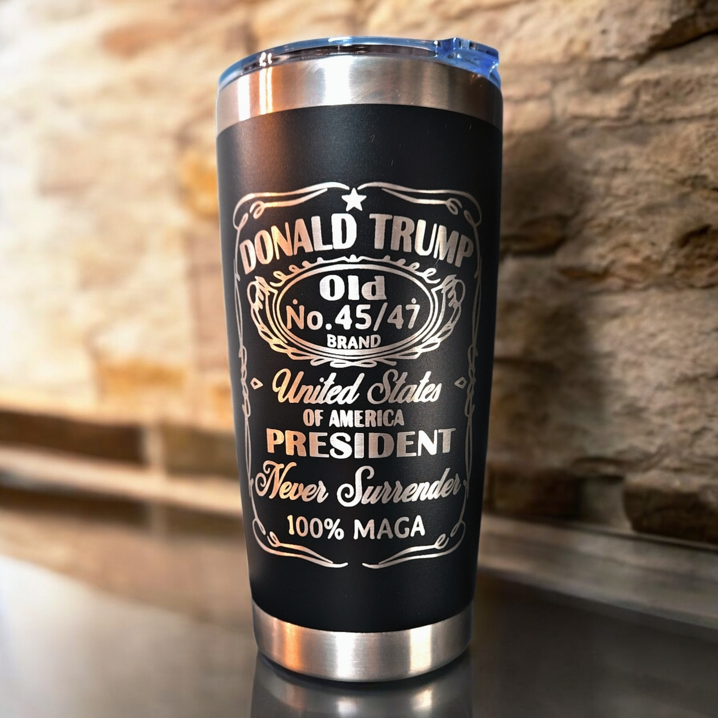 DONALD TRUMP WHISKEY LABEL 20oz TUMBLER