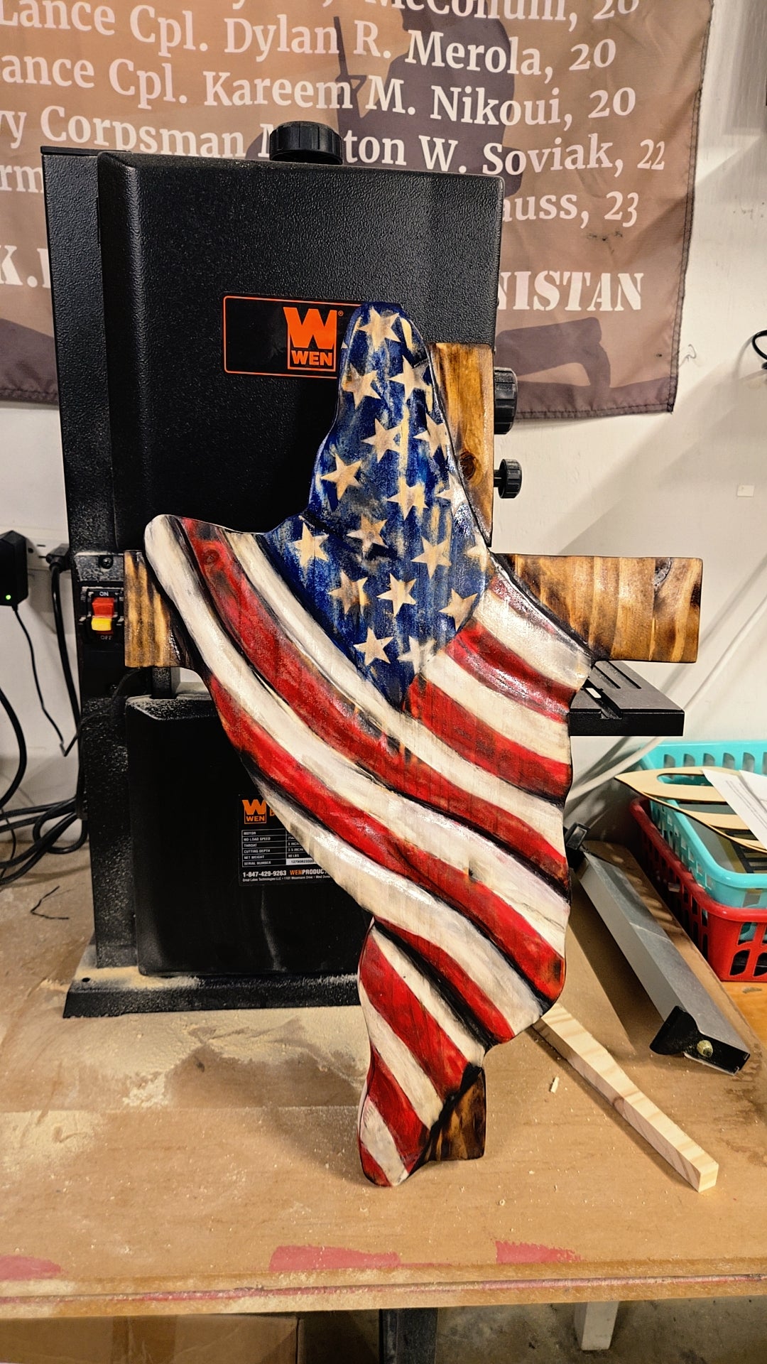 DRAPED FLAG WOOD CROSS- FAITH & FREEDOM