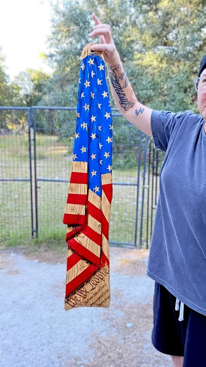 DRAPED GLORY with Preamble - Hand-carved Draped Wood Flag