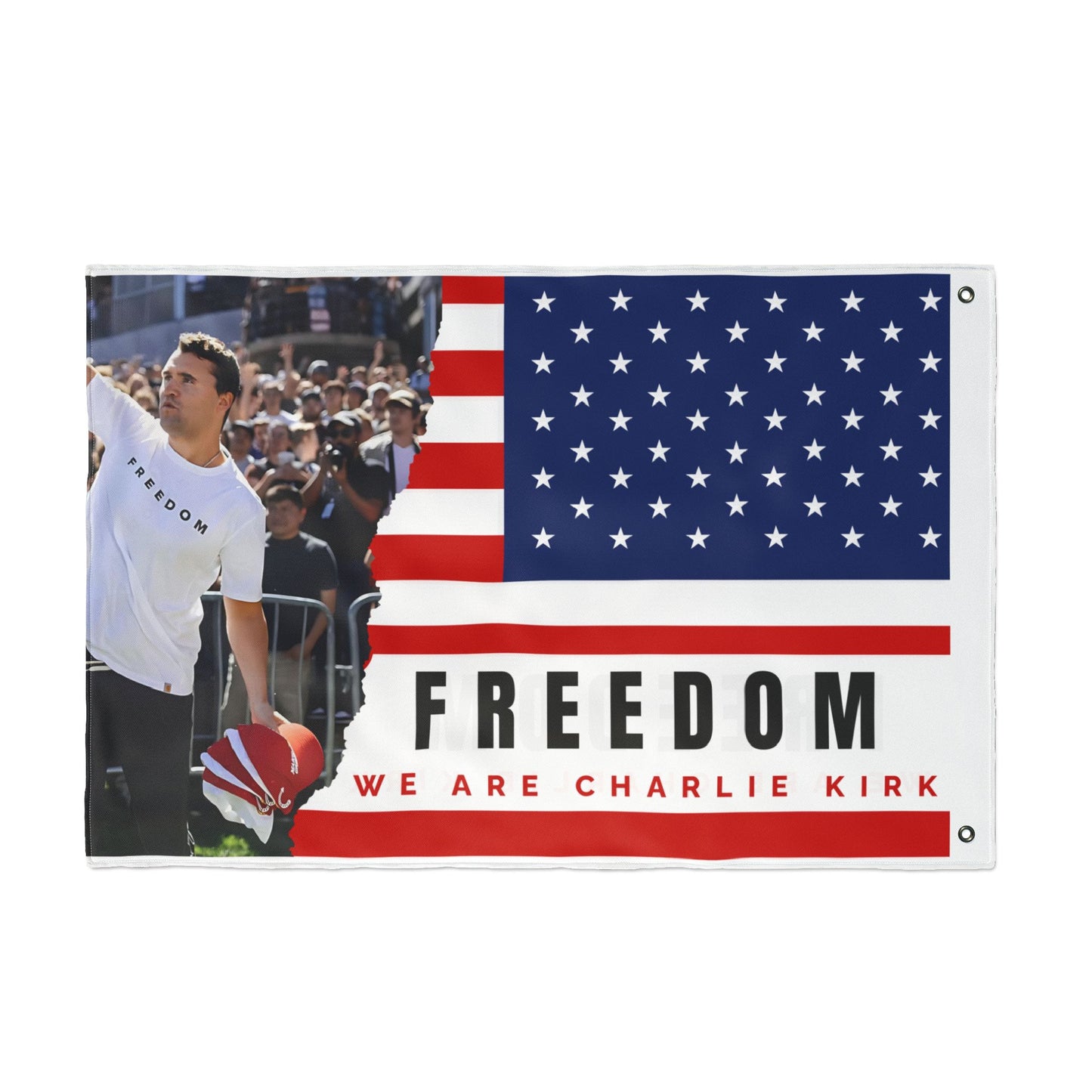 Charlie Kirk Double Sided Flag - Freedom Theme, Patriotic Decor, Outdoor Flag, Event Flag, Home & Garden Flag, Independence Day Decoration