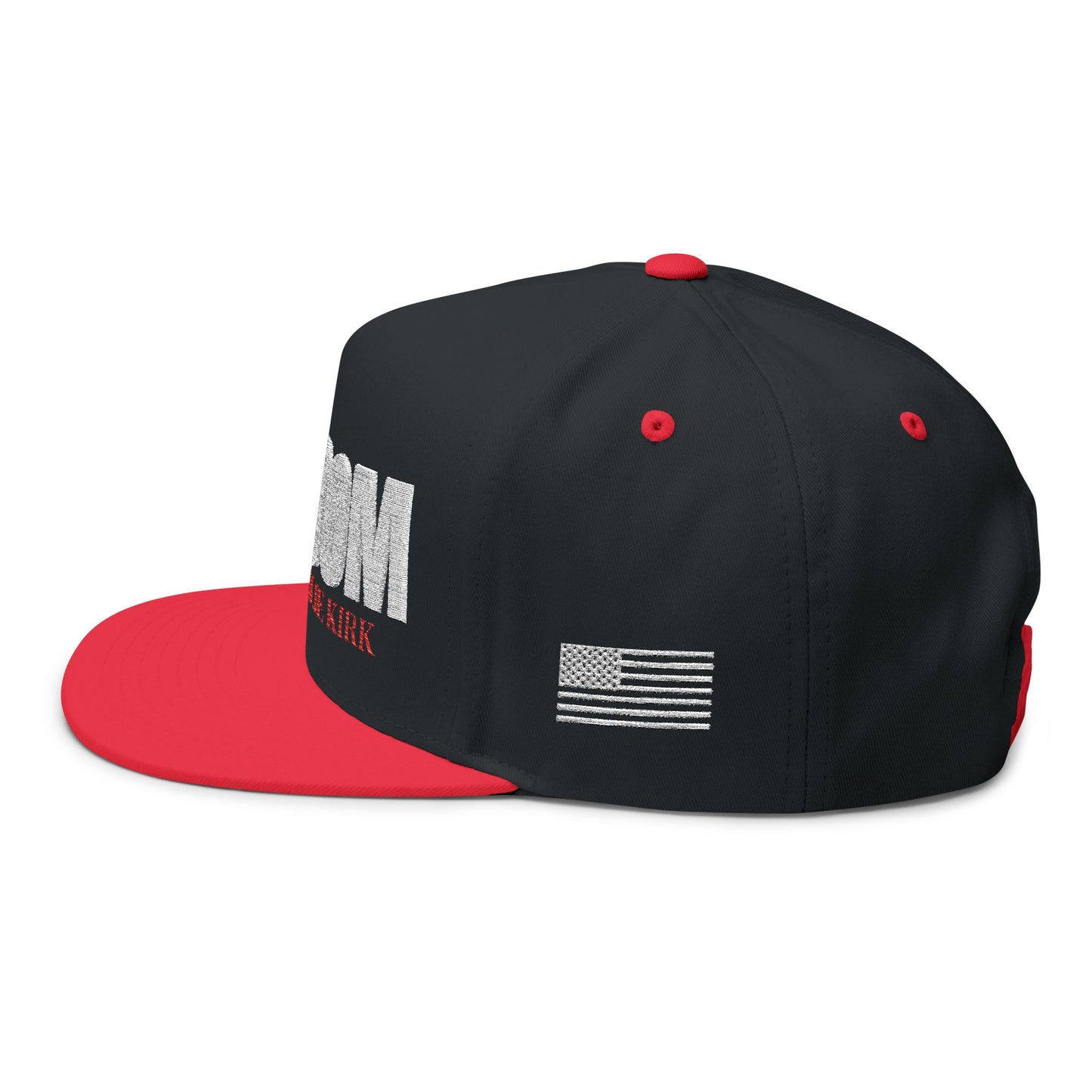 Freedom , I am Charlie Kirk Flat Bill Hat White Embroidery