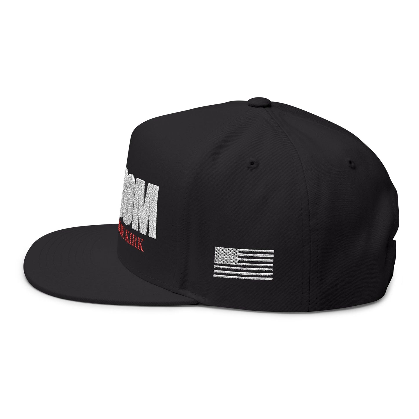 Freedom , I am Charlie Kirk Flat Bill Hat White Embroidery