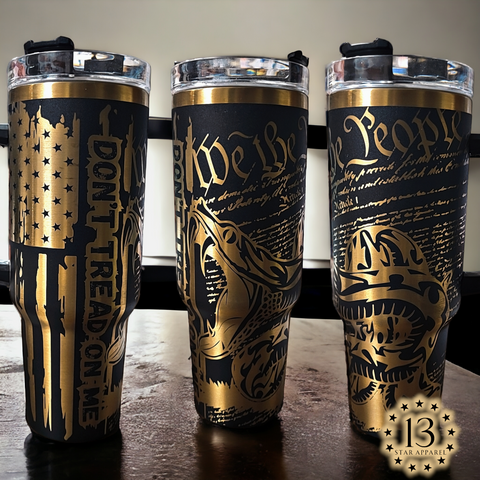 40 oz Black Copper/ DONT TREAD ON ME  / WE THE PEOPLE TUMBLER