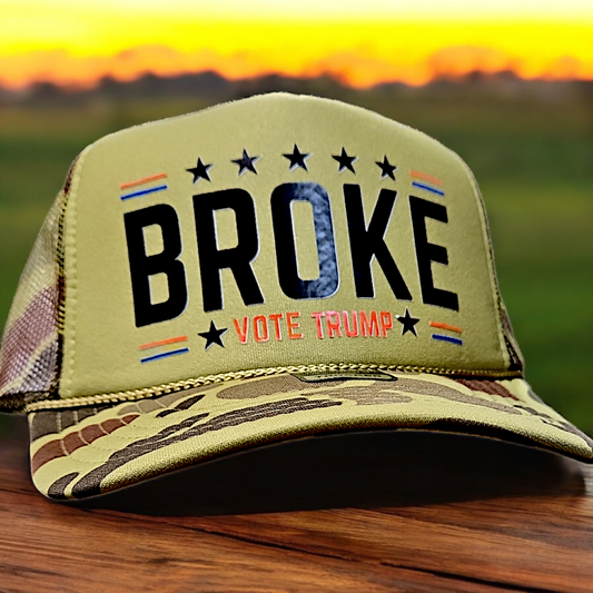 BROKE TAN CAMO FOAM TRUCKER