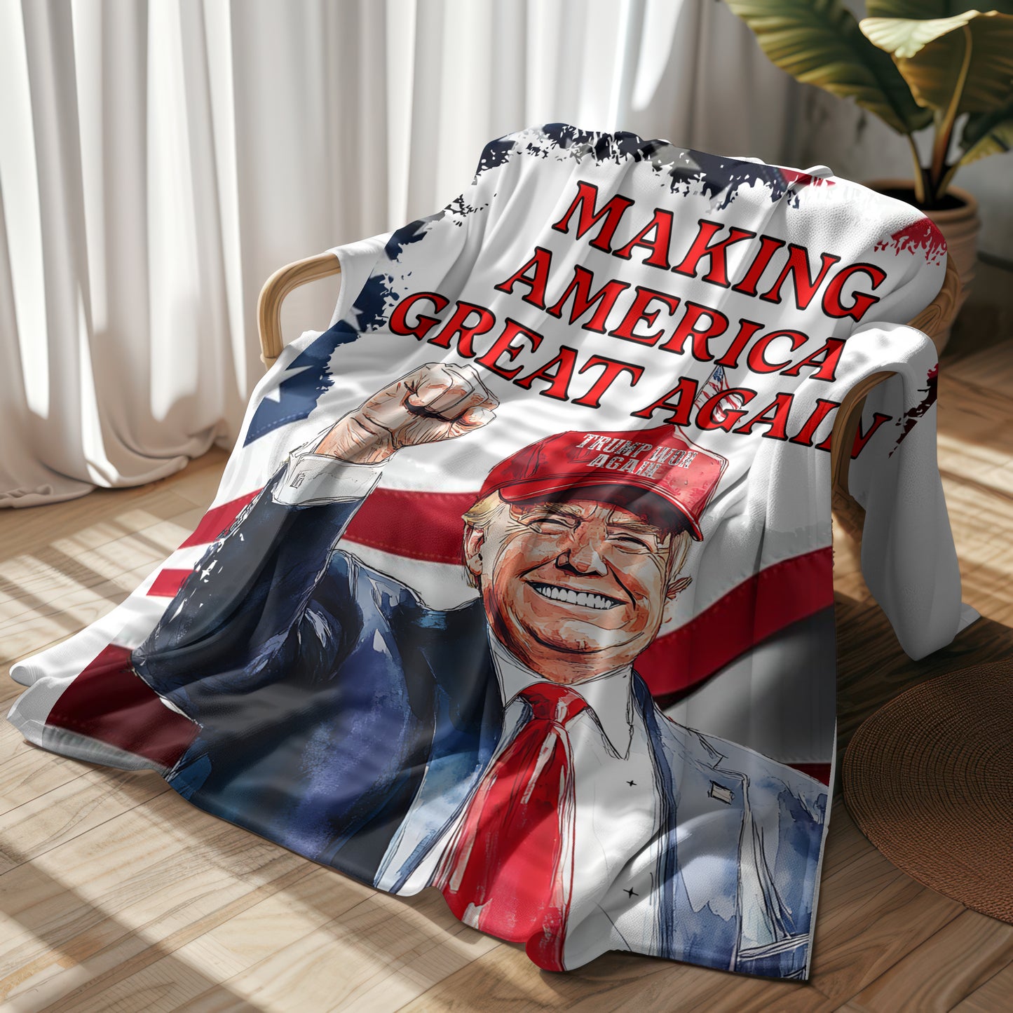 MAKING AMERICA GREAT AGAIN  TRUMP THROW BLANKET