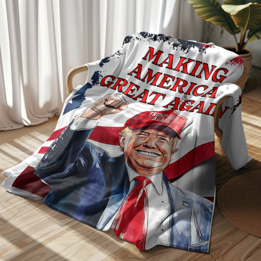 MAKING AMERICA GREAT AGAIN  TRUMP THROW BLANKET