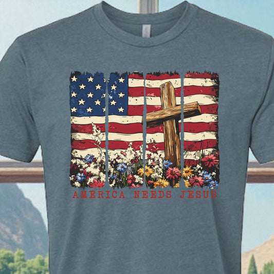 AMERICA NEEDS JESUS TSHIRT/HOODIE