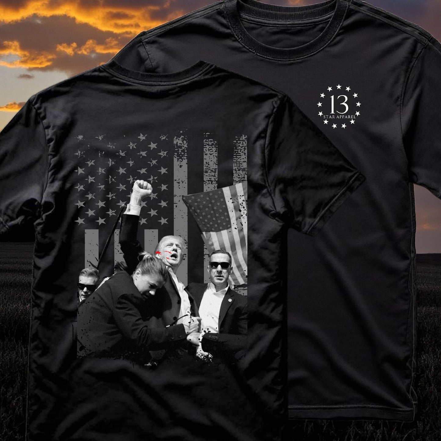 TRUMP PENNSYLVANIA ASSASINATION FLAG TSHIRT/HOODIE