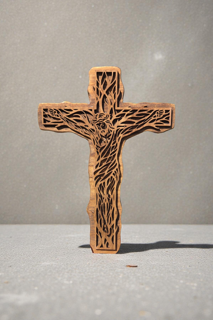 Handcrafted Layered Wooden Jesus Cross