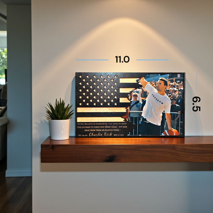 Handmade Wooden Charlie Kirk American Flag – 12" x 20"