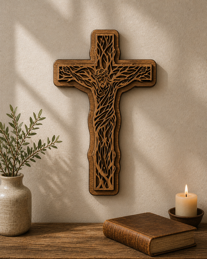 Handcrafted Layered Wooden Jesus Cross