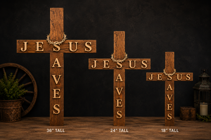 JESUS SAVES WOODEN CROSS
