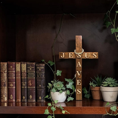 JESUS SAVES WOODEN CROSS