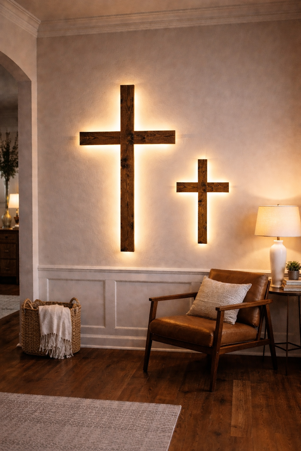 2 Ft Backlit Wooden Cross