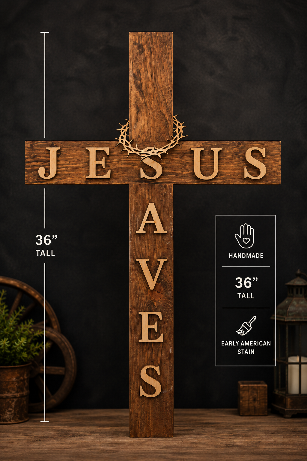JESUS SAVES WOODEN CROSS