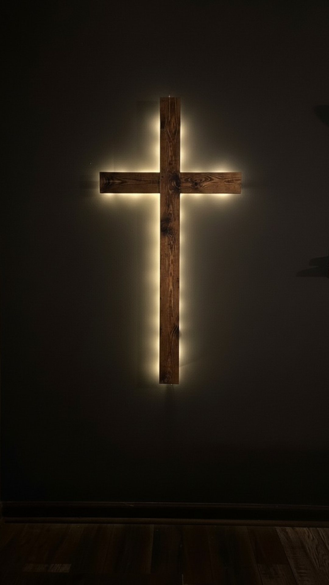 4 Ft Backlit Wooden Cross