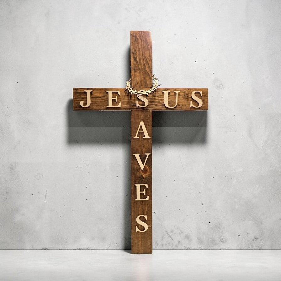 JESUS SAVES WOODEN CROSS