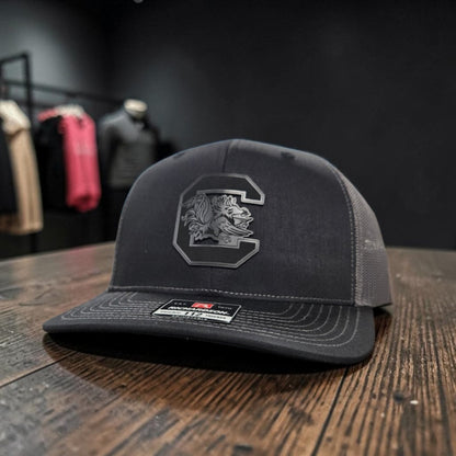 GameDay Carolina Carolina Leather Patch Richardson Snapback Hat | Black & Garnet Performance