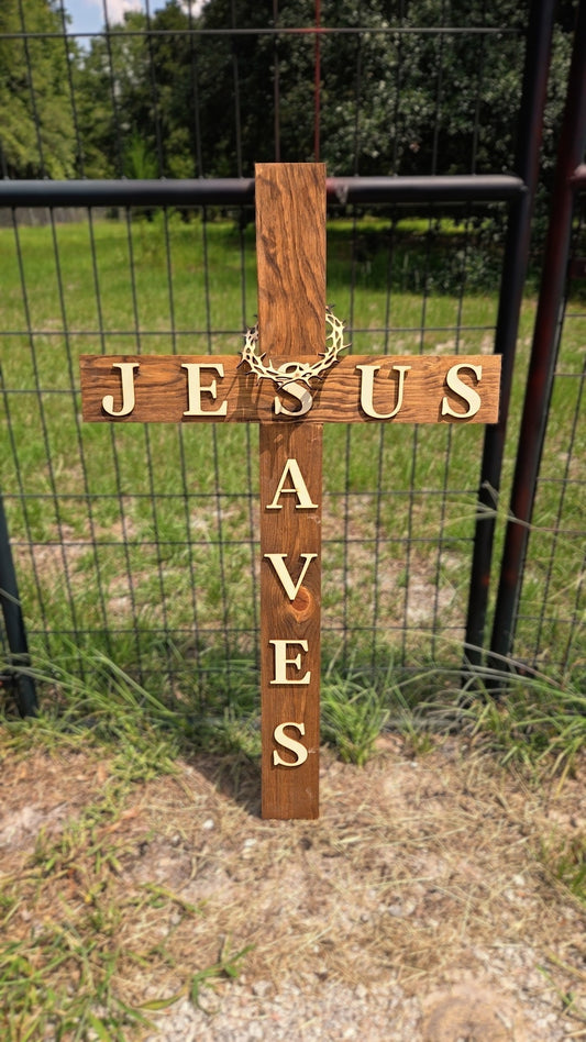 JESUS SAVES WOODEN CROSS