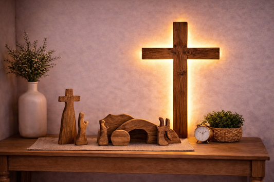 2 Ft Backlit Wooden Cross