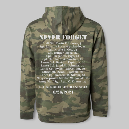 CAMO BIDEN BLOODY HANDS 13 SOLDIERS HOODIE