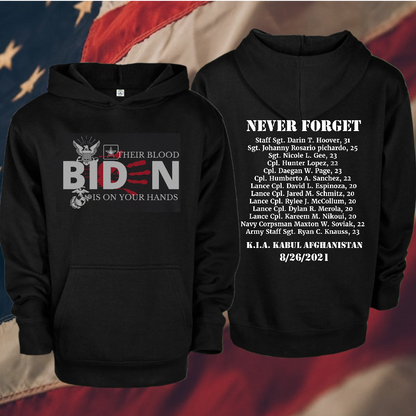 CAMO BIDEN BLOODY HANDS 13 SOLDIERS HOODIE